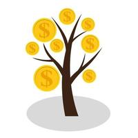 Financial concept. Money tree - symbol of successful business.  Vector Illustration