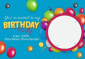 Abstract Birthday Party Invitation with Empty Place for Photo. Vector Illustration