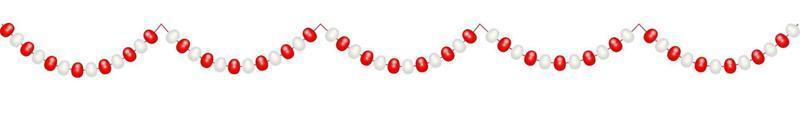 Christmas decorations, string garlands with balls , isolated on white background. Vector Illustration