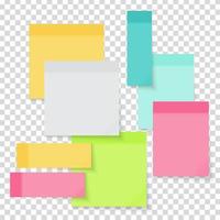 Colored empty paper note stickers set for office text or business messages. Vector Illustration