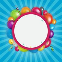 Color glossy balloons birthday card background Vector Illustration
