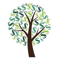 Financial concept. Money tree - symbol of successful business.  Vector Illustration