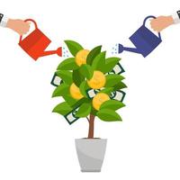 Financial concept. Money tree - symbol of successful business.  Vector Illustration