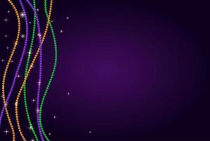 Greeting card template with beads for Mardi Gras for decoration and covering. Vector Illustration