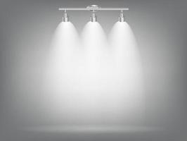 Realistic Bright Projectors Lighting Lamp with Spotlights Lighting Effects with Transparency Background. Vector Illustration