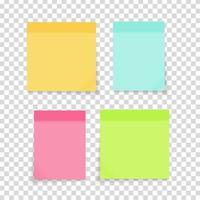 Colored empty paper note stickers set for office text or business messages. Vector Illustration