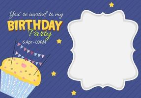 Abstract Birthday Party Invitation with Empty Place for Photo. Vector Illustration