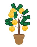 Financial concept. Money tree - symbol of successful business.  Vector Illustration EPS10