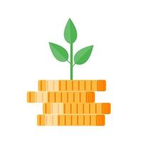 Growing money tree with Gold coins on branches icon. Symbol of wealth and Business success. Vector illustration