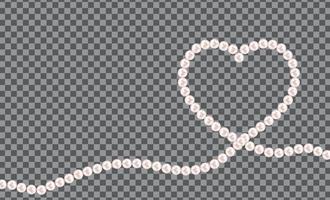 Abstract background with natural pearl garlands of beads in heart shape. Vector illustration