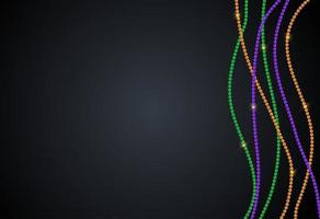 Greeting card template with beads for Mardi Gras for decoration and covering. Vector Illustration