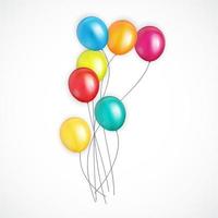 Group of Colour Glossy Helium Balloons Background. Set of  Balloons for Birthday, Anniversary, Celebration  Party Decorations. Vector Illustration