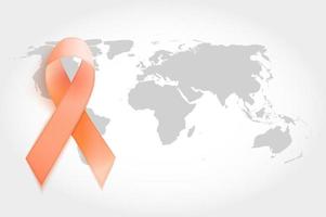 Orange Ribbon a Symbol of Leukemia. Vector Illustration