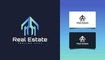 Abstract and Modern Real Estate Logo in Blue Gradient. Construction, Architecture, Building, or House Logo vector
