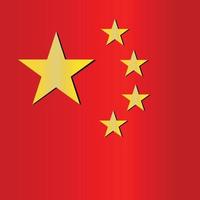 red star yellow star mandarin asia china flag flat vector with gradient color