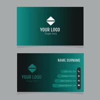 Business card with dark turquoise gradient vector