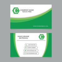 Business card with green linear shapes vector