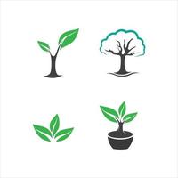 vector de hoja de planta y árbol y concepto amigable de diseño de logotipo verde