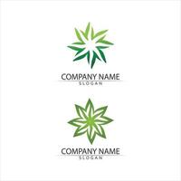 Tree leaf vector and green logo design friendly concept