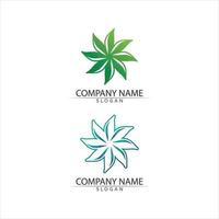 vector de hoja de planta y árbol y concepto amigable de diseño de logotipo verde