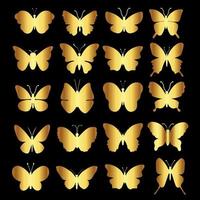 Golden butterfly collection vector