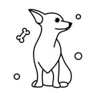 icono de ilustración de vector de dibujos animados lindo de un cachorro de perro chihuahua. es estilo de contorno.