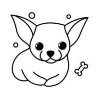 icono de ilustración de vector de dibujos animados lindo de un cachorro de perro chihuahua. es estilo de contorno.