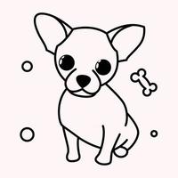 icono de ilustración de vector de dibujos animados lindo de un cachorro de perro chihuahua. es estilo de contorno.