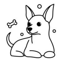 icono de ilustración de vector de dibujos animados lindo de un cachorro de perro chihuahua. es estilo de contorno.