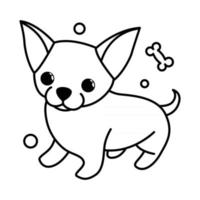 icono de ilustración de vector de dibujos animados lindo de un cachorro de perro chihuahua. es estilo de contorno.