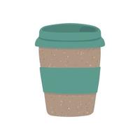 Vector ilustración colorida de taza de café ecológica reutilizable. concepto de desperdicio cero.