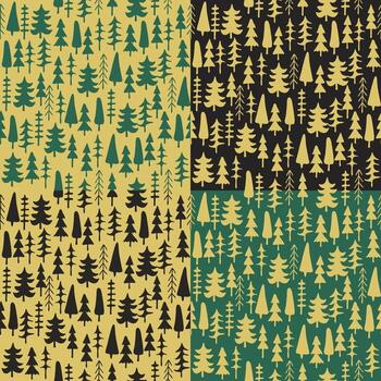 Establecer abeto de patrones sin fisuras colorido. vector