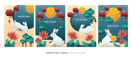 Mid Autumn Festival Card Set vector