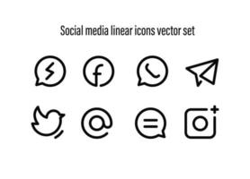 Social media linear icons vector set