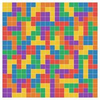 Seamless flat UI colors tetris pattern black lines isolated on black background vector illustration