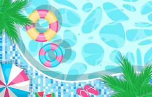 Summer Pool Aerial View Background vector