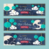 Happy Mid Autumn Banner Template Set vector