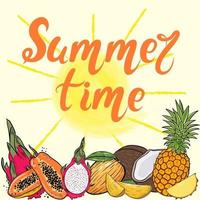 Summer time banner lettering vector