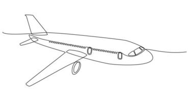 Ilustración de vector de dibujo de línea continua de avión