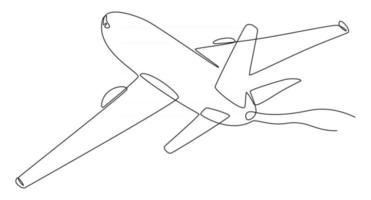 Ilustración de vector de dibujo de línea continua de avión