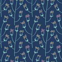 Seamless pattern from flowers of thistle on a stem on a dark background vector
