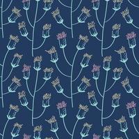 Seamless pattern from flowers of thistle on a stem on a dark background vector