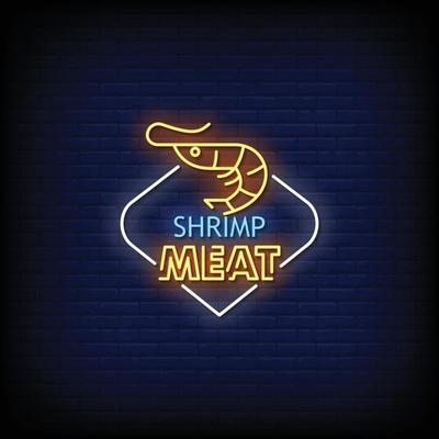 Shrimp Meat Neon Sign Style Text vector