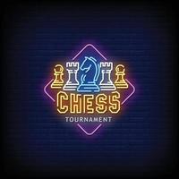 Chess Tournament Neon Sign Style Text vector