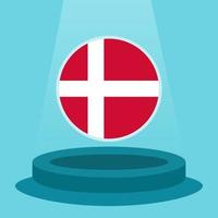 Flag of Denmark on the podium. Simple minimalist flat design style. Ready to use for the football event etc. vector