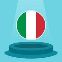 bandera de italia en el podio. estilo de diseño plano minimalista simple. listo para usar para el evento de fútbol, etc. vector