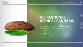 Recreational medical cannabis, discount banner for website with cannabis cookies with leaf of cannabis vector