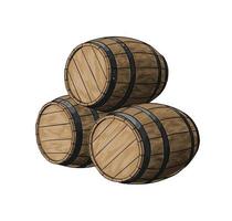 Wooden barrel for wine or other drinks from a splash of watercolor, colored drawing, realistic. Vector illustration of paints