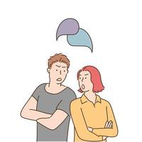 A man and a woman are arguing. hand drawn style vector design illustrations.