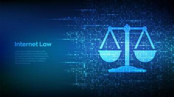 Internet law icon made with binary code. Cyberlaw as digital legal services or online lawyer advice concept. Labor law, Lawyer, Attorney at law. Digital binary data and streaming digital code. vector
